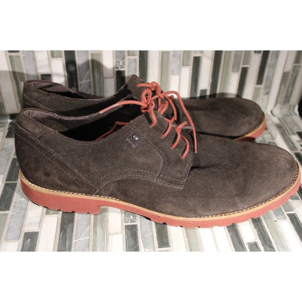 ROCKPORT LEDGE HILL Shoes Plain Toe Brown Suede Leather Oxfords‎ V75319 11